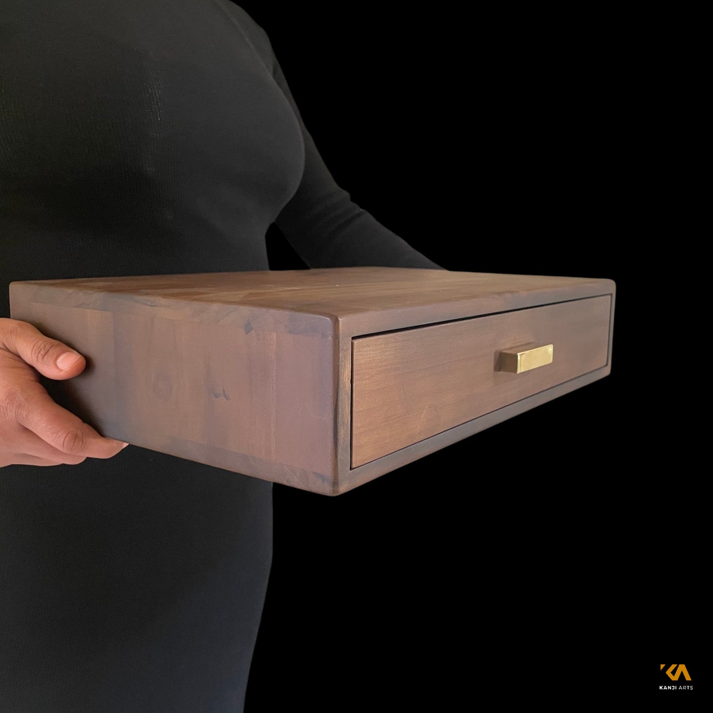 Solid Wood Desk Storage Box, Walnut Finish Storage Box, File Storage