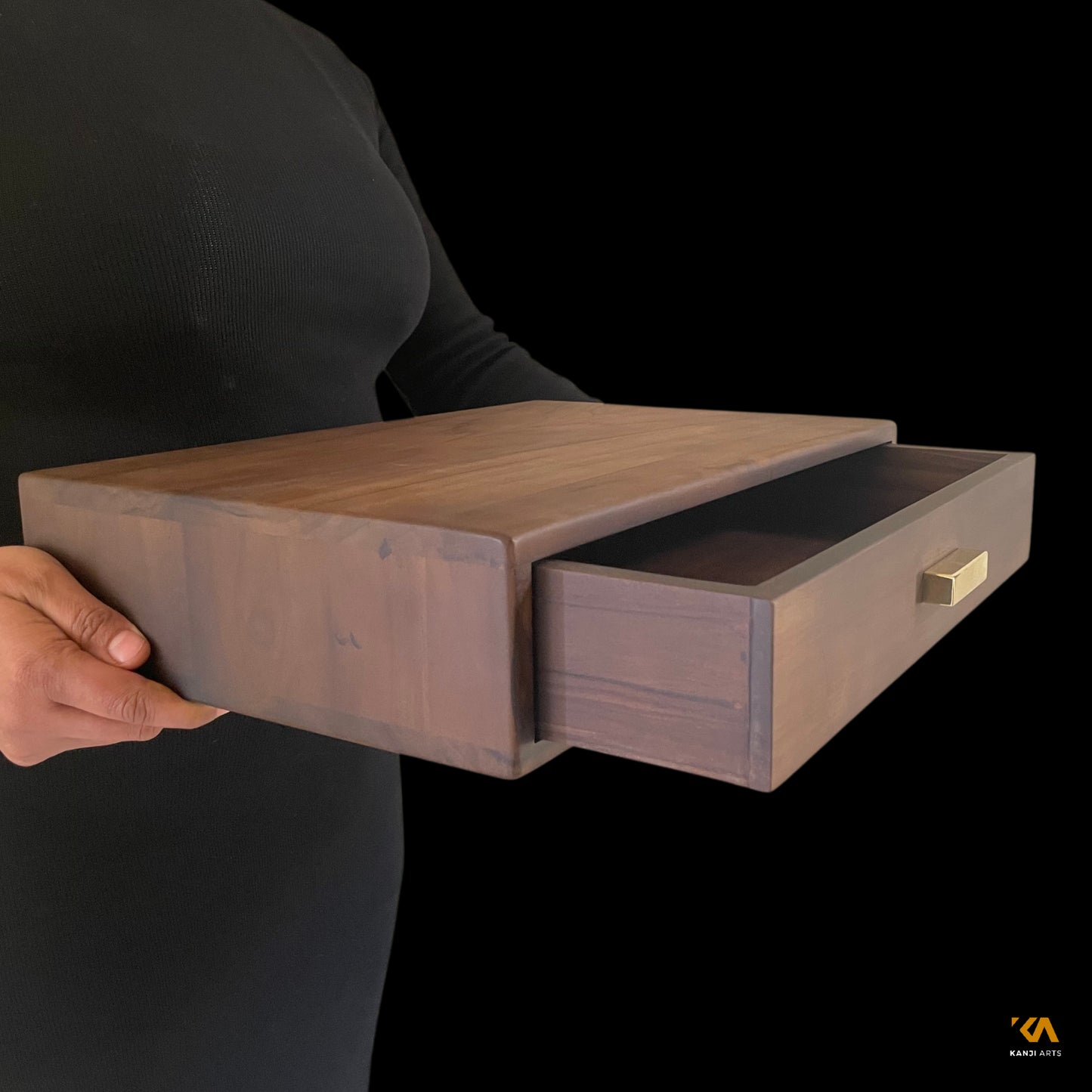 Solid Wood Desk Storage Box, Walnut Finish Storage Box, File Storage