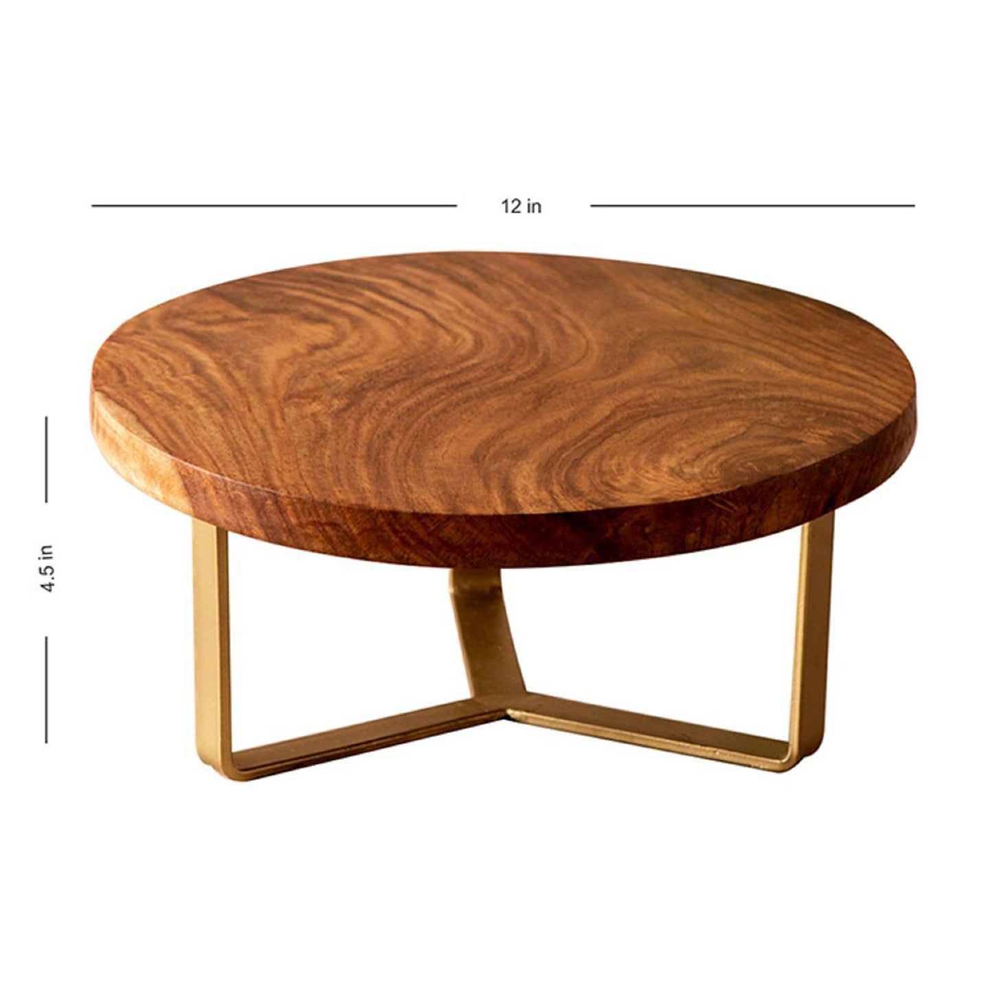Wooden Cake Stand: Brass Tripod Base