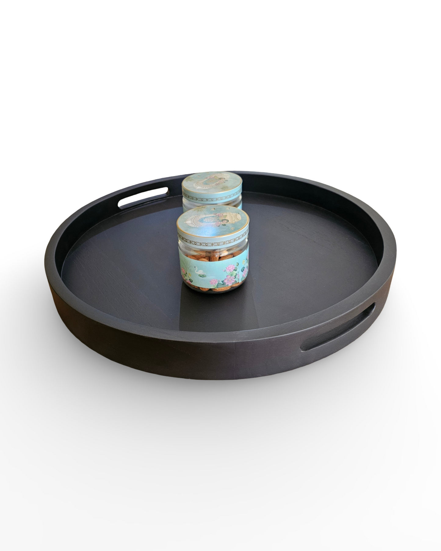Black Round Large Farmhouse tray, Breakfast tray, Kitchen tray, Serving Tray, Wedding decor