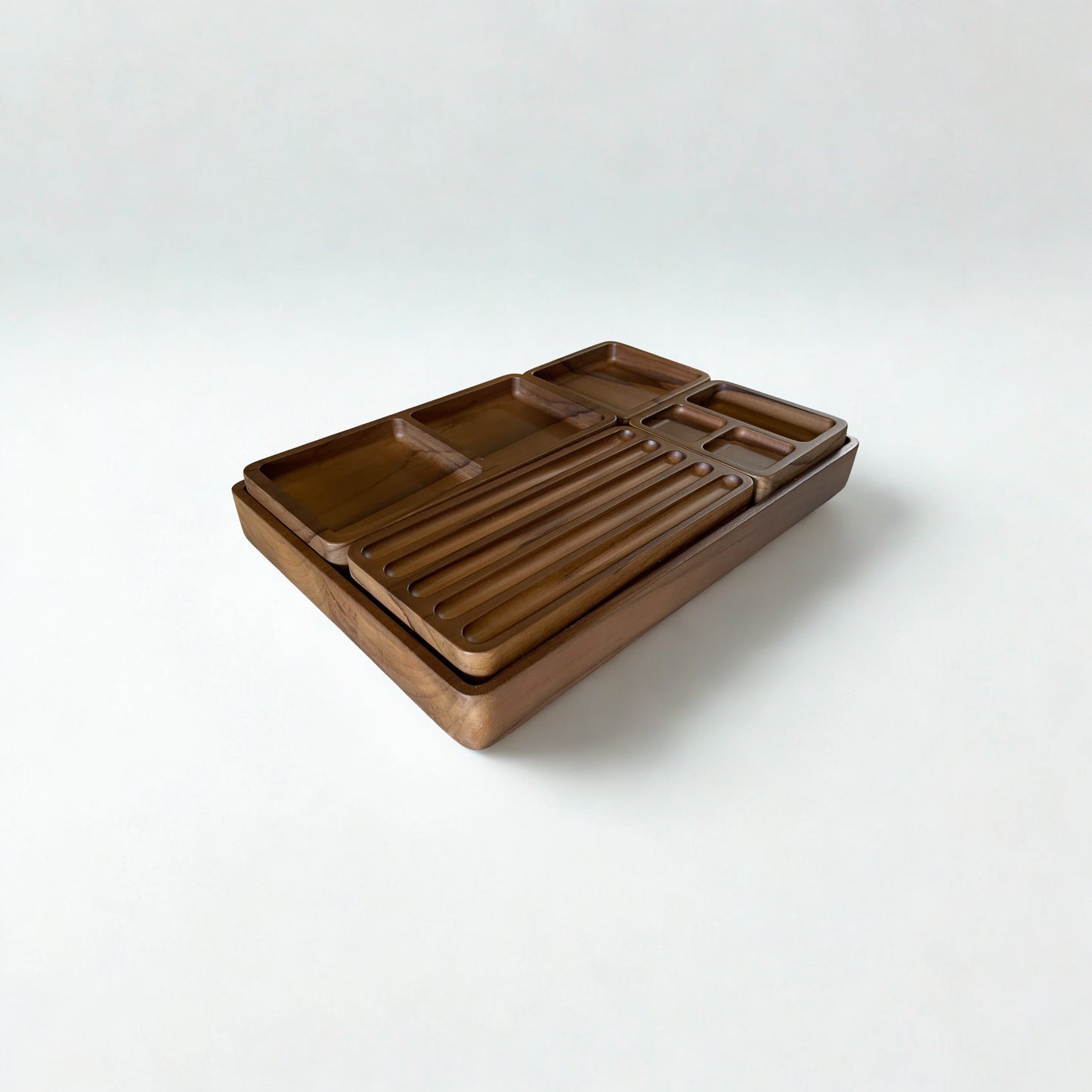 Handmade Wood Desk Organizer Set: Minimalist Office Storage