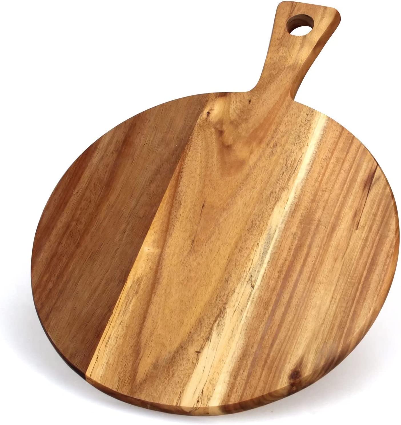 Handcrafted Round Acacia Wood Chopping & Serving Board with Handle