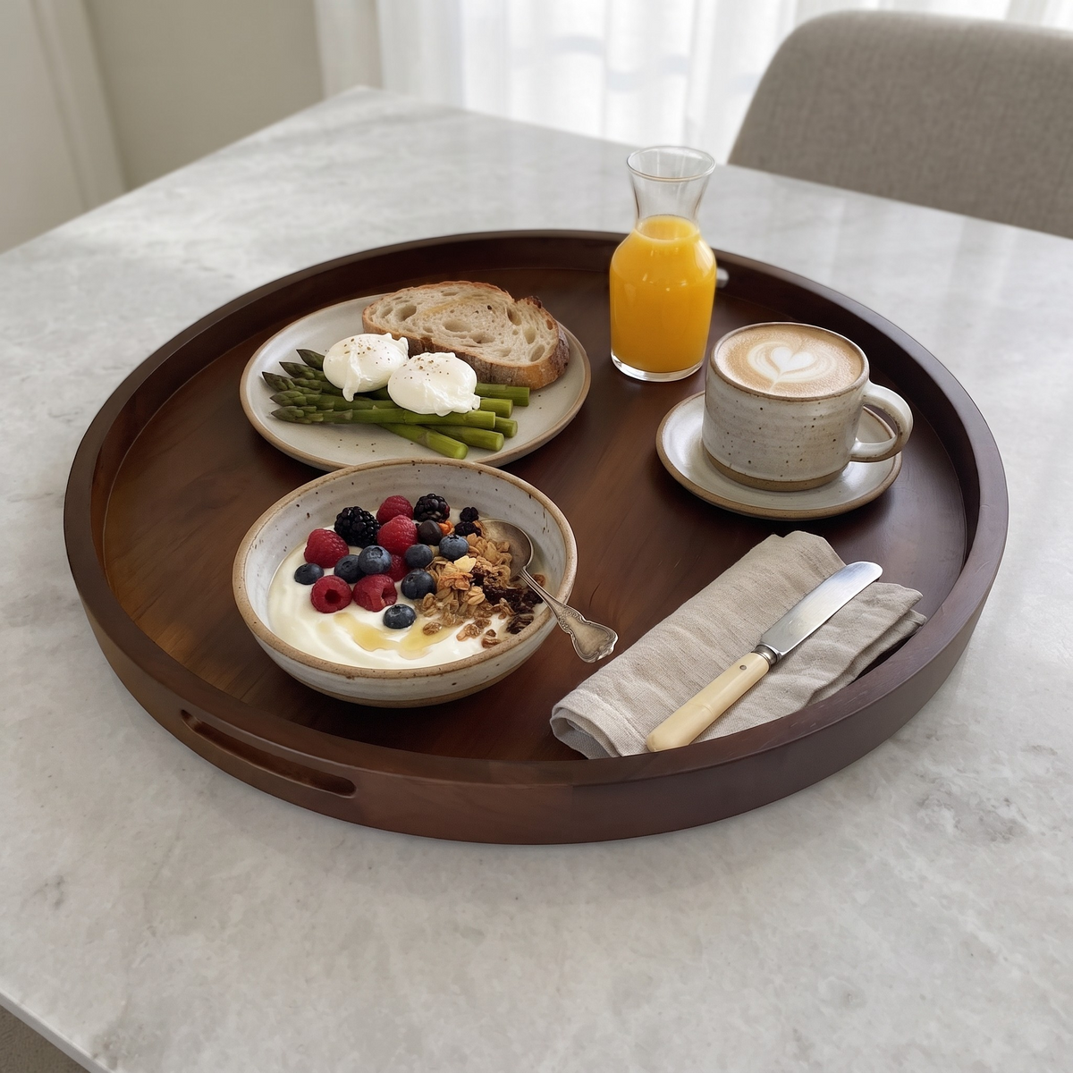 Ottoman Tray Large, Farmhouse tray, Wooden tray, Breakfast tray, Kitchen tray, Serving Tray, Wood Tray, Wedding decor, Round Ottoman Trays