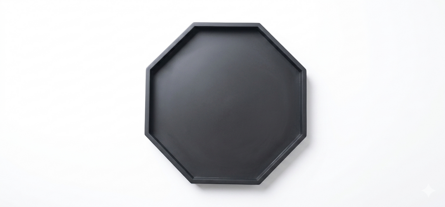 Black Octagonal Large Tray, Wooden Tray for Ottoman, Farmhouse Tray, Coffee Table Top