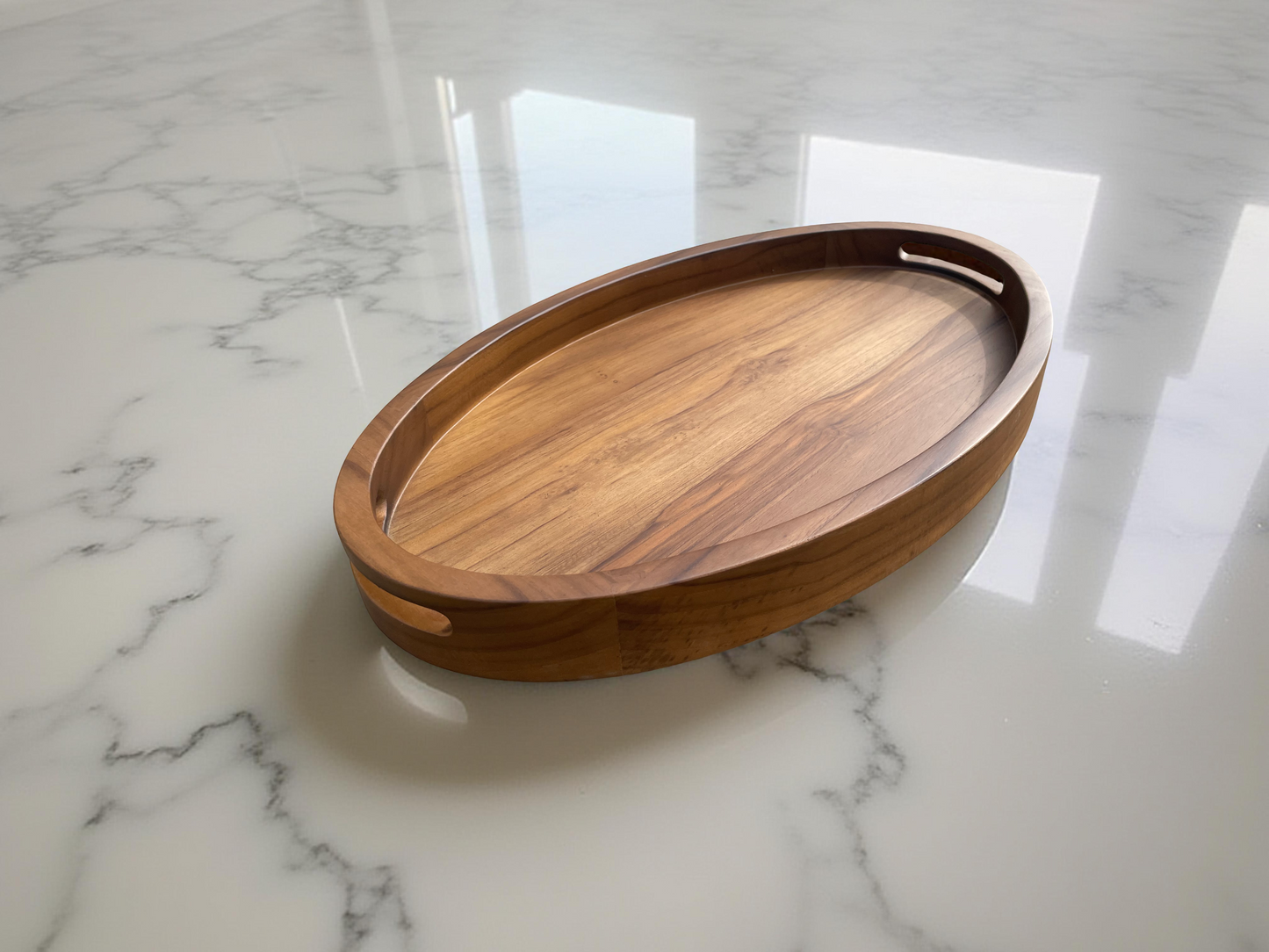Ottoman tray Drink tray, Serving tray, Wood tray with handles, Oval wood tray, Sofa wooden tray