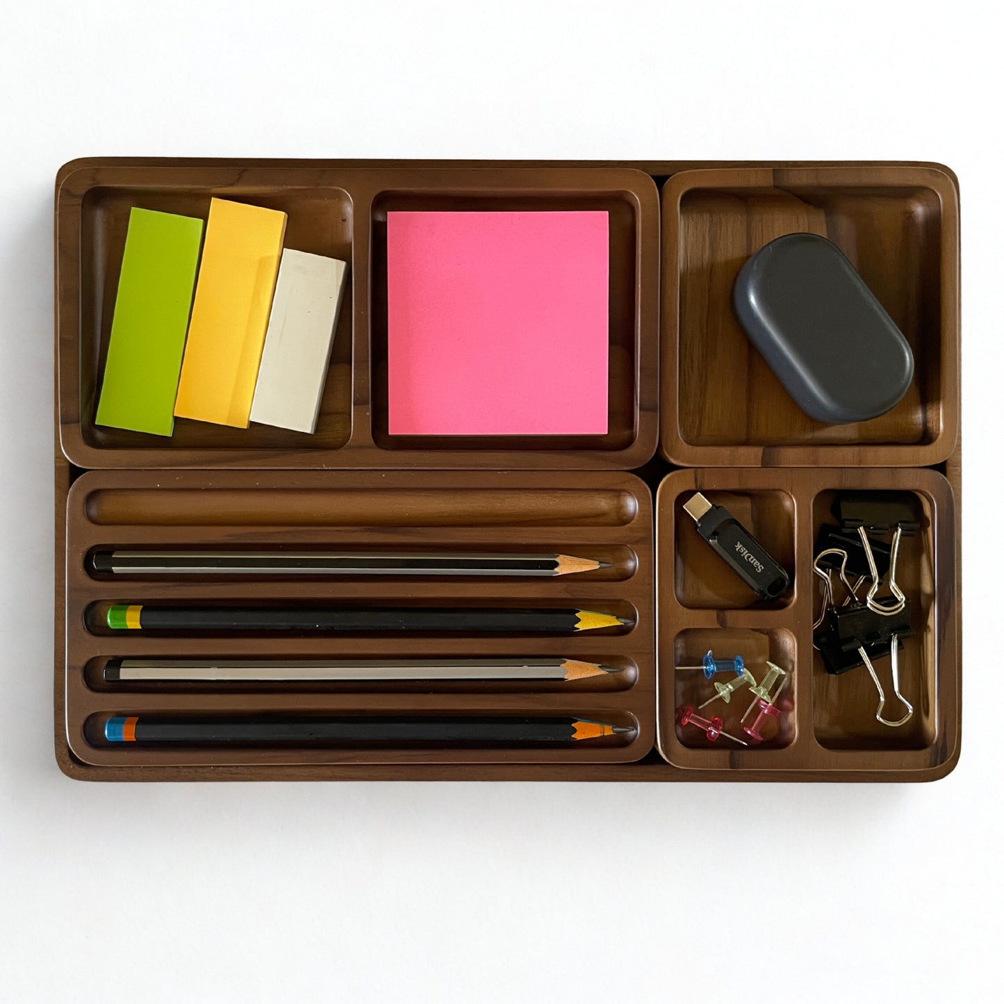 Handmade Wood Desk Organizer Set: Minimalist Office Storage