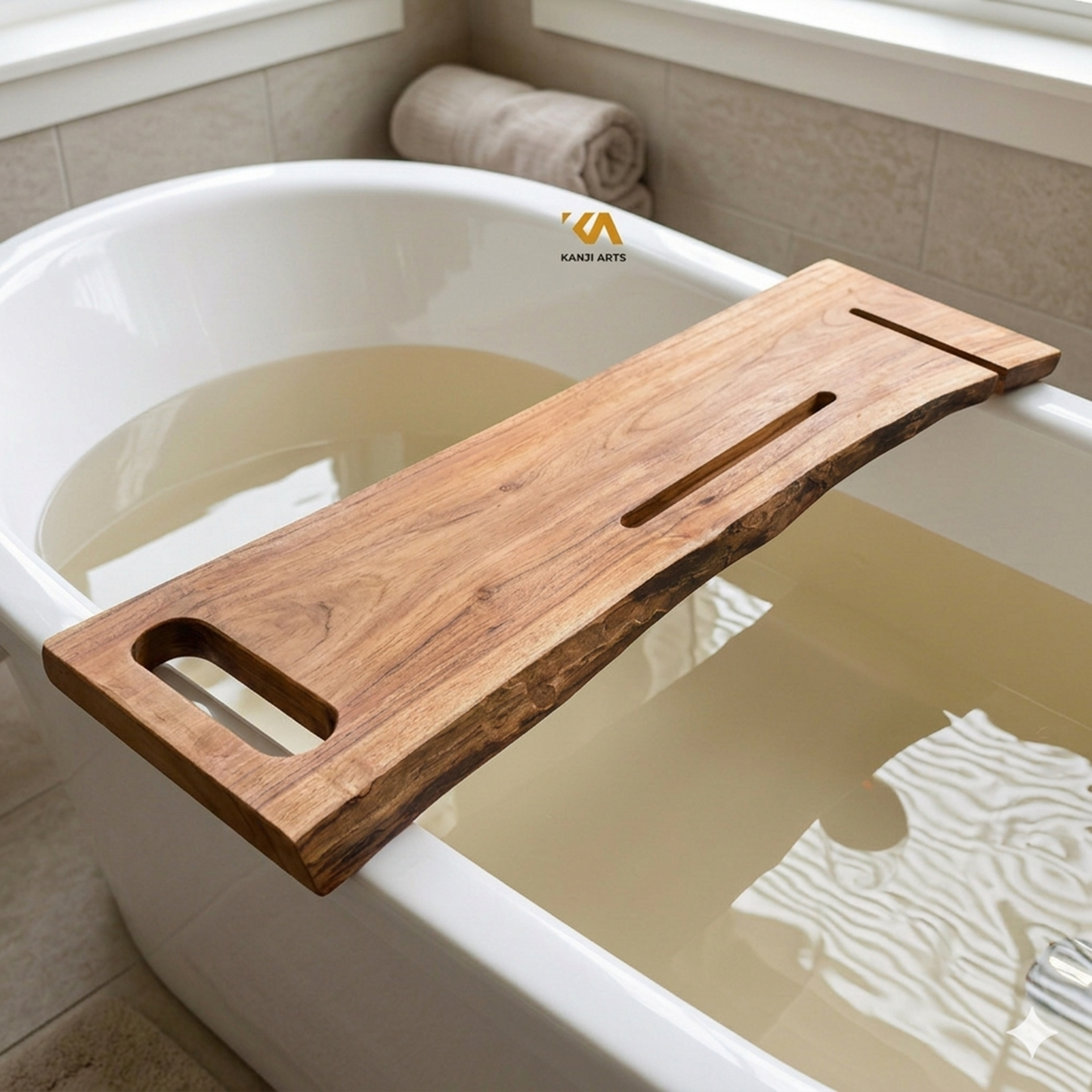 Live Edge Acacia Wood Bathtub Caddy: Modern Bath Tray, Bathtub Board, Bath Shelf Cozy Spa Sessions Wooden gift for Her Spa Bathroom Bathtub