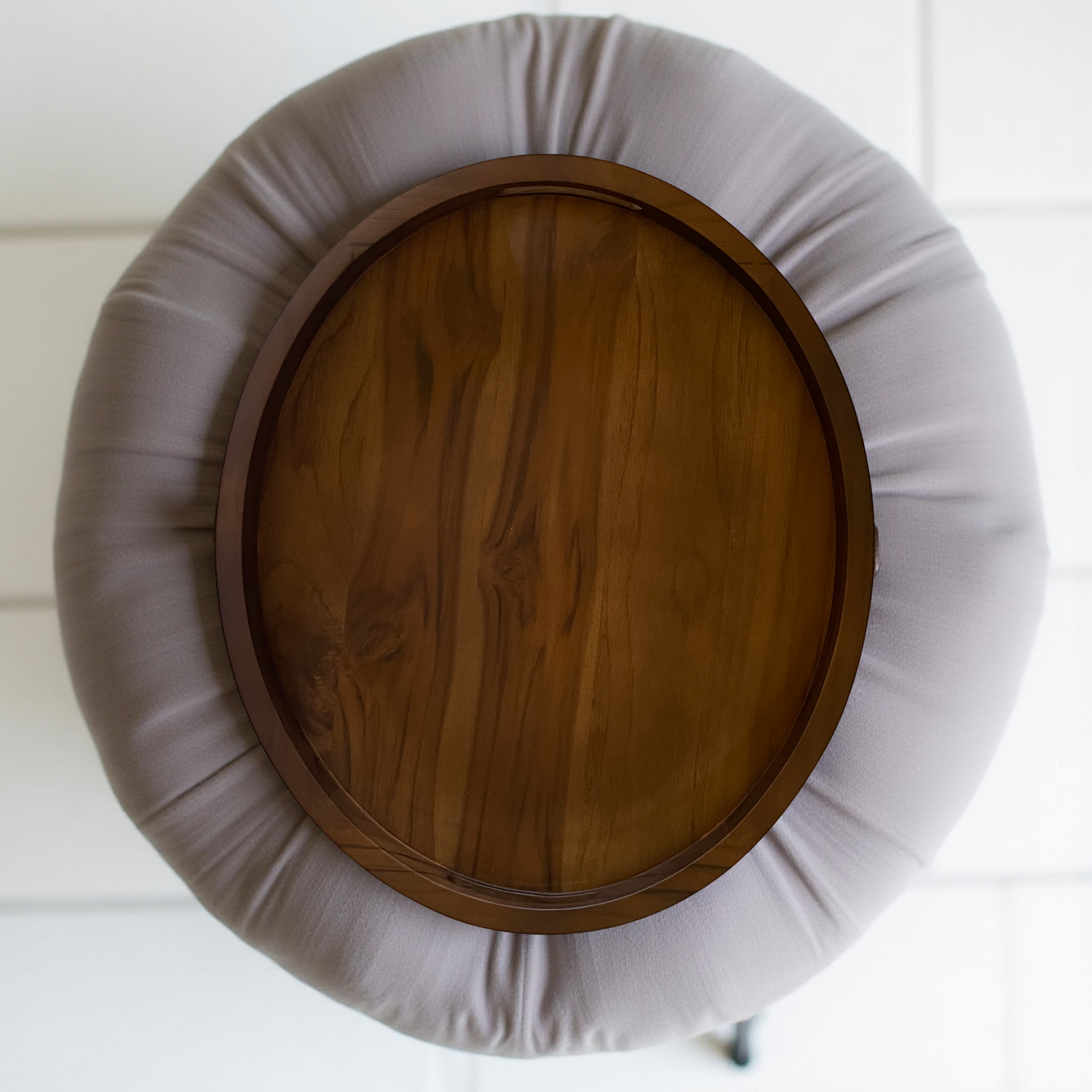 Ottoman tray Drink tray, Serving tray, Wood tray with handles, Oval wood tray, Sofa wooden tray