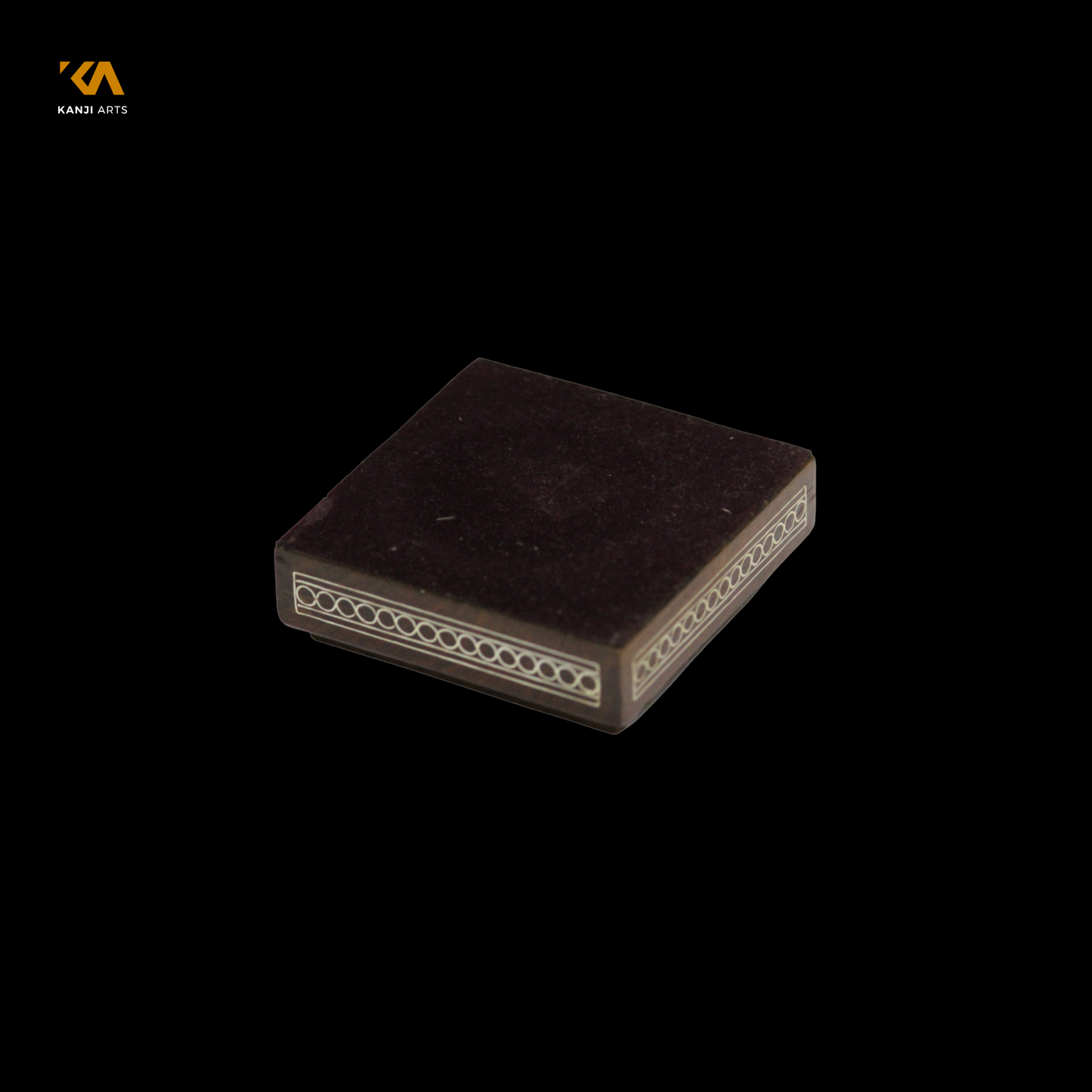 Wood Paperweight, Fine Silver Floral Inlay, Desk Accessory