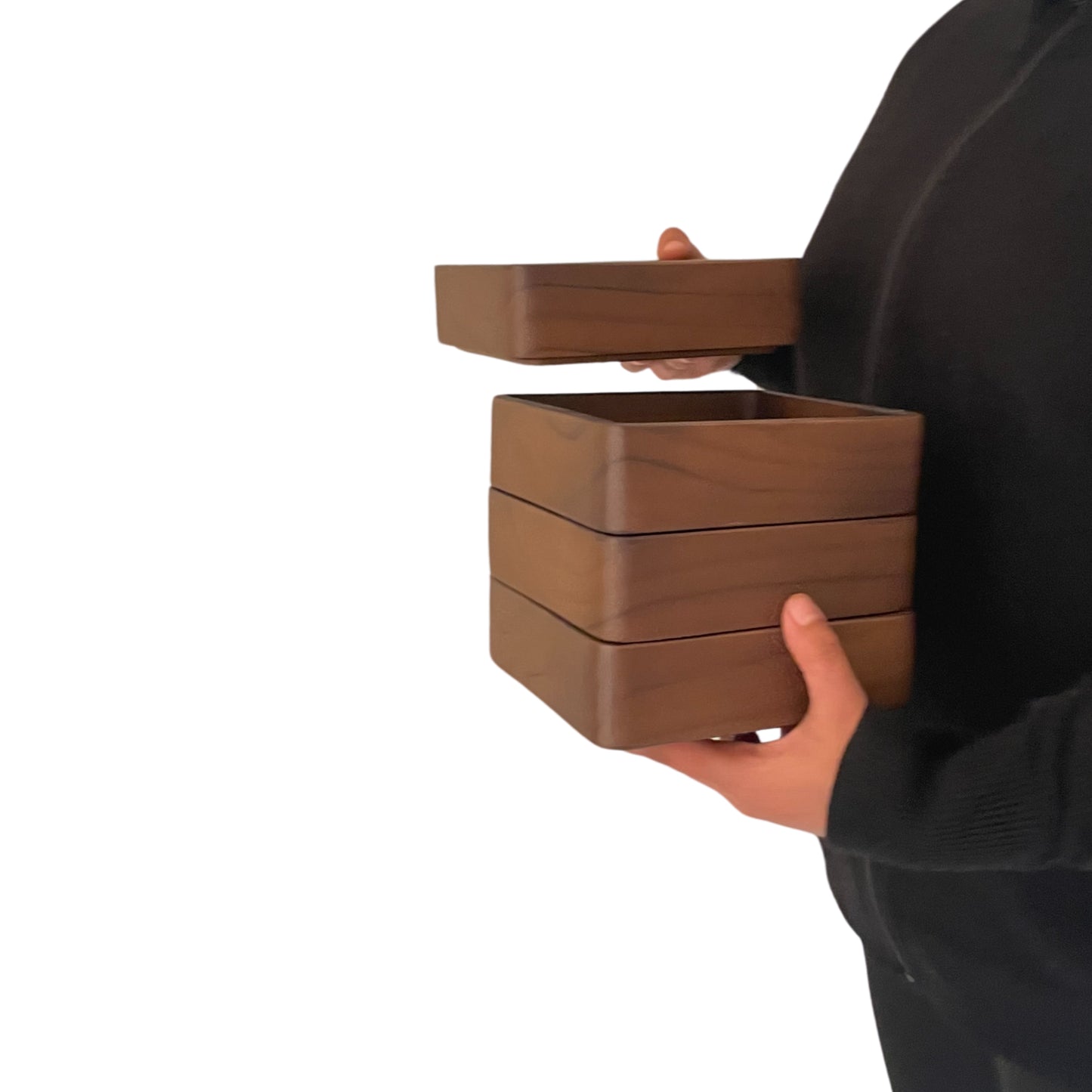 Handcrafted Wooden Stackable Storage Trays for Snacks & Dry Fruits