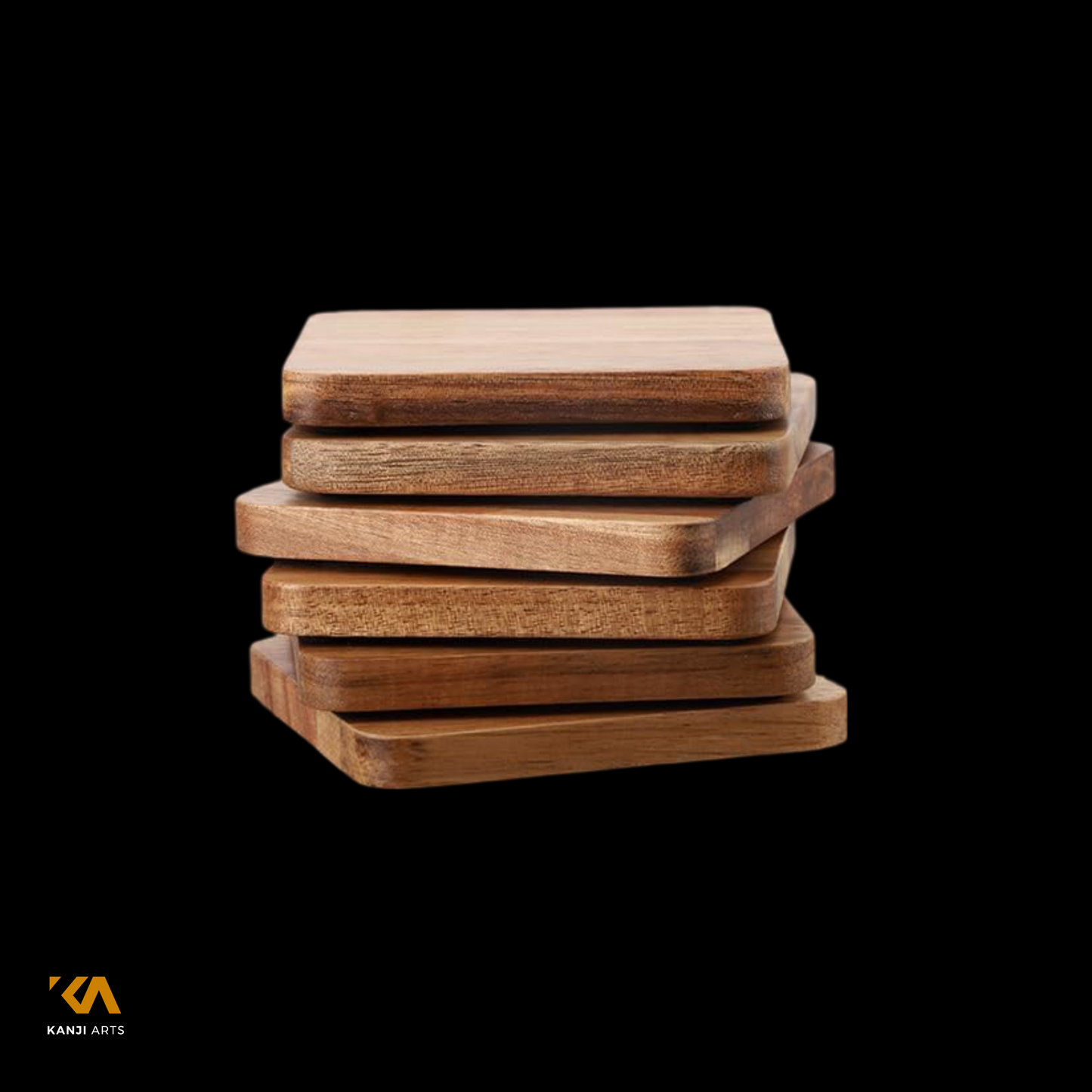 Wooden Coasters, Set of 6, Minimalist Drink Coasters, Natural Finish