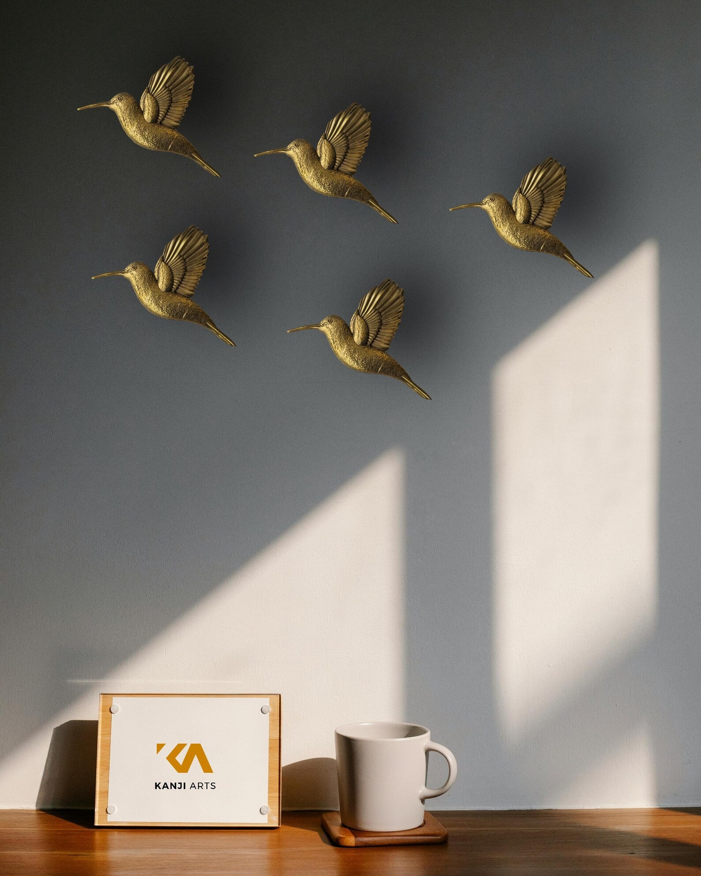 Solid Brass Flying Birds Wall Art - Mid Century Modern Coastal Decor